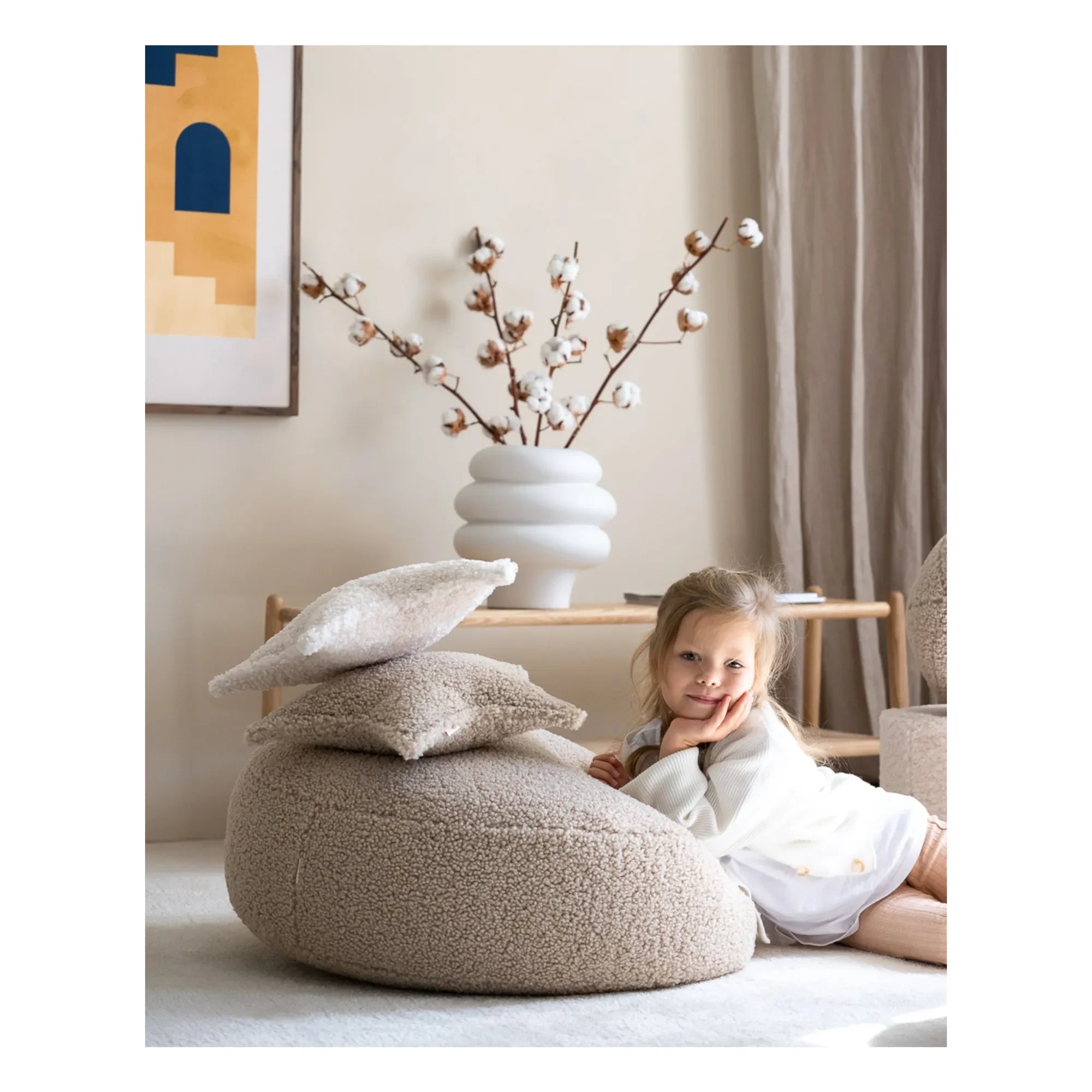 Wigiwama - Teddy-Pouf | Beige