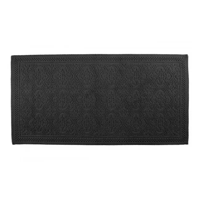 Haomy – Baumwoll-Badematte mit Reliefmuster 55x110cm | Schwarz