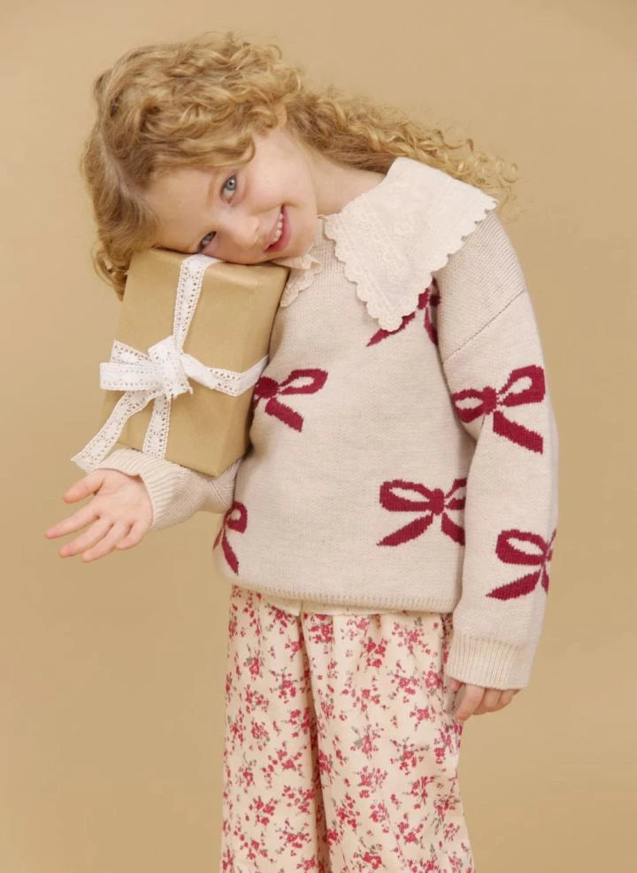 Wheat - Pullover mit Knoten‑Schleife aus Merinowolle | Creme