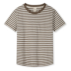 Gray Label – Oversize Gestreiftes T-Shirt aus Bio-Baumwolle | Khakibraun