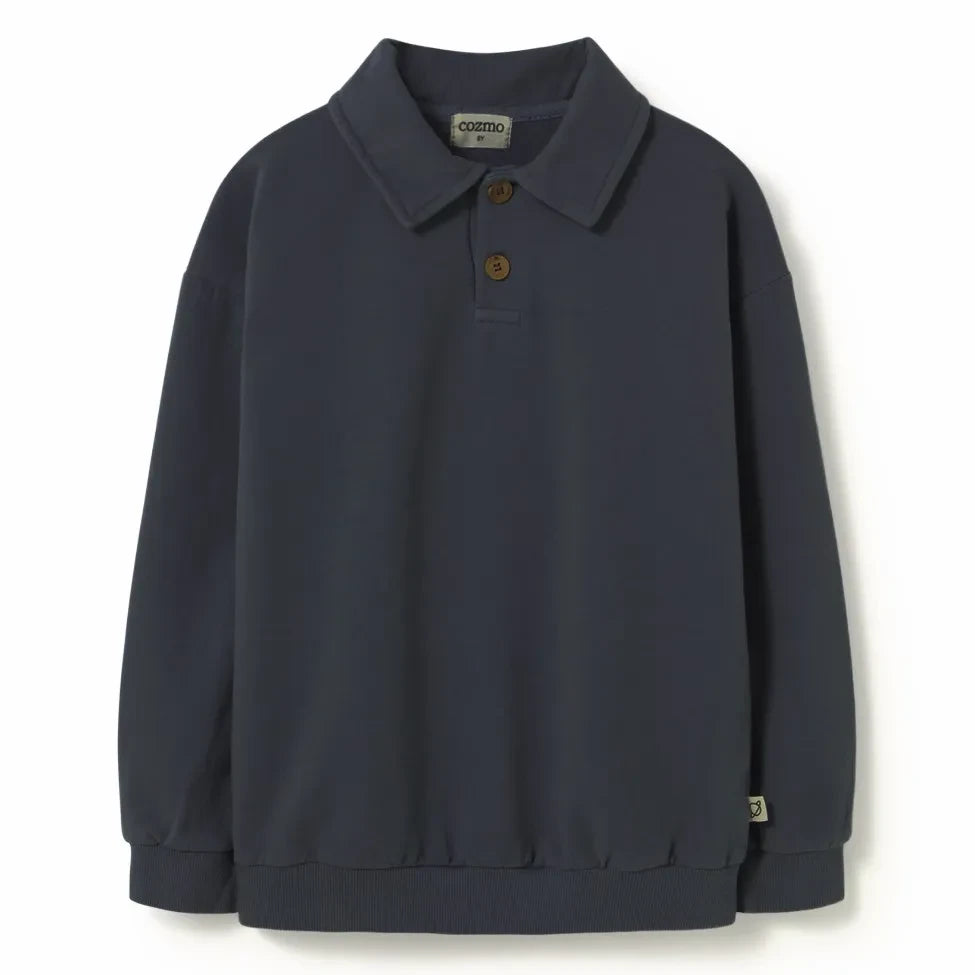 Cozmo - Piero organik pamuklu polo yaka sweatshirt | Lacivert