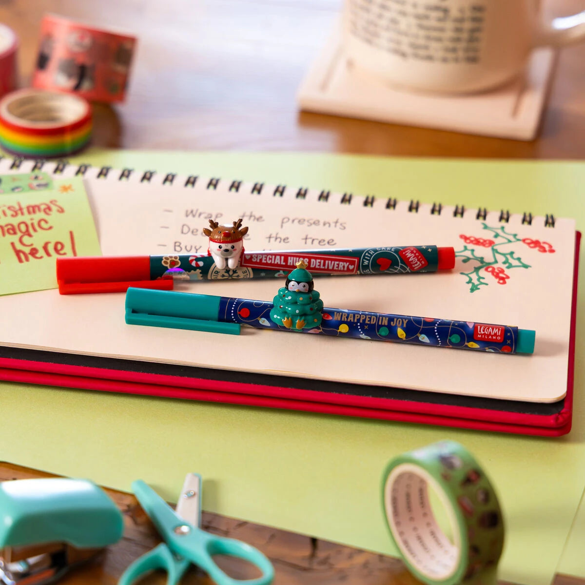 Legami - Set mit Two Gel Pens und Tierdeko - Jingle All the Way