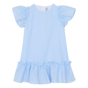 Tartine et Chocolat - Gestreiftes Rüschenkleid | Blau