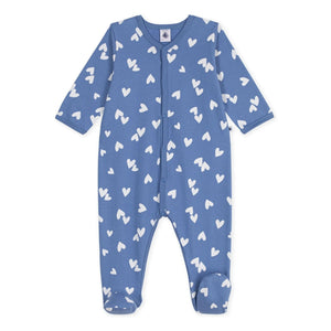Petit Bateau - Dors Bien Cœurs organik pamuklu polar pijama | Mavi