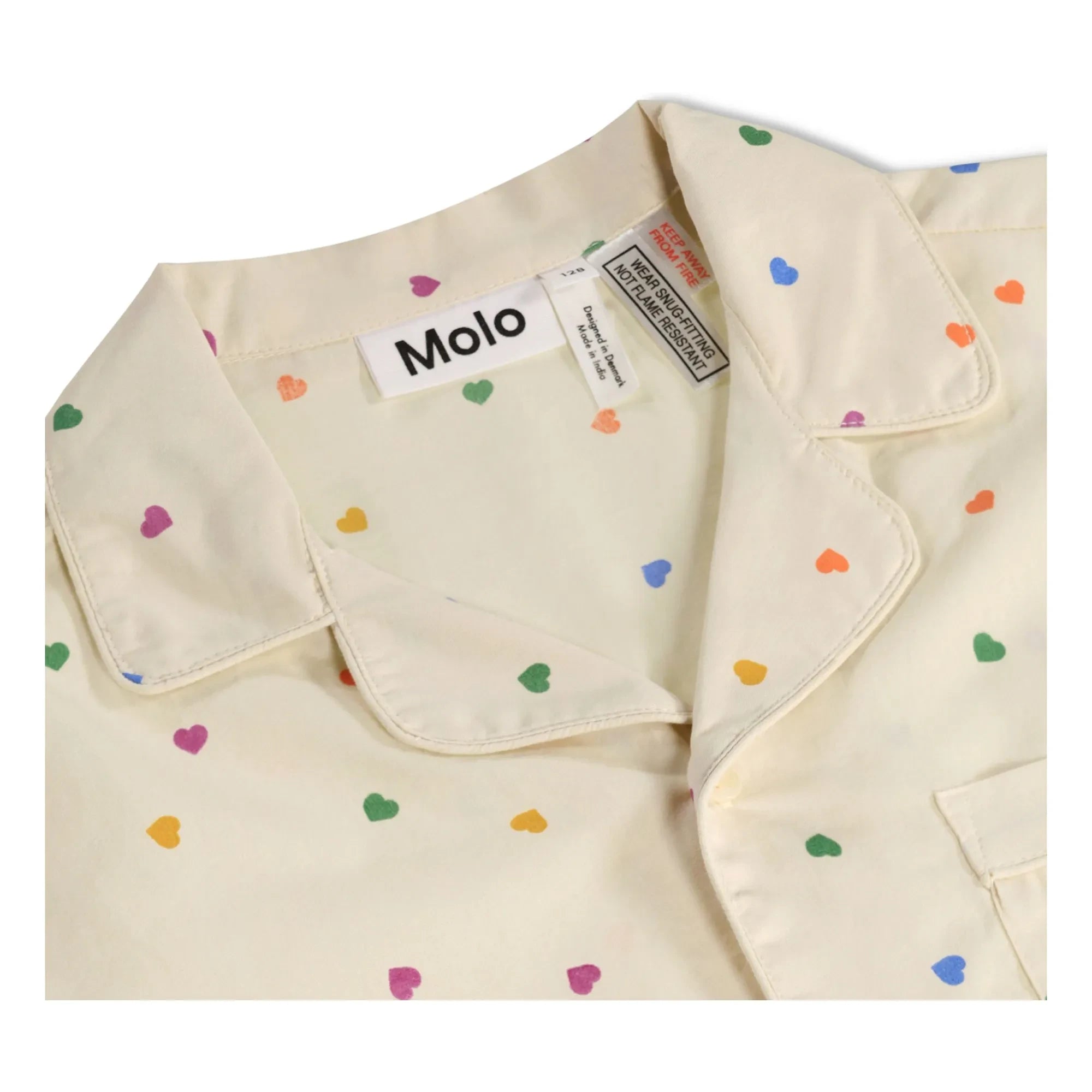 Molo - Lexi Hearts Bio-Baumwolle Kurzpyjama | Ecru