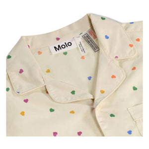 Molo - Lexi Hearts Bio-Baumwolle Kurzpyjama | Ecru