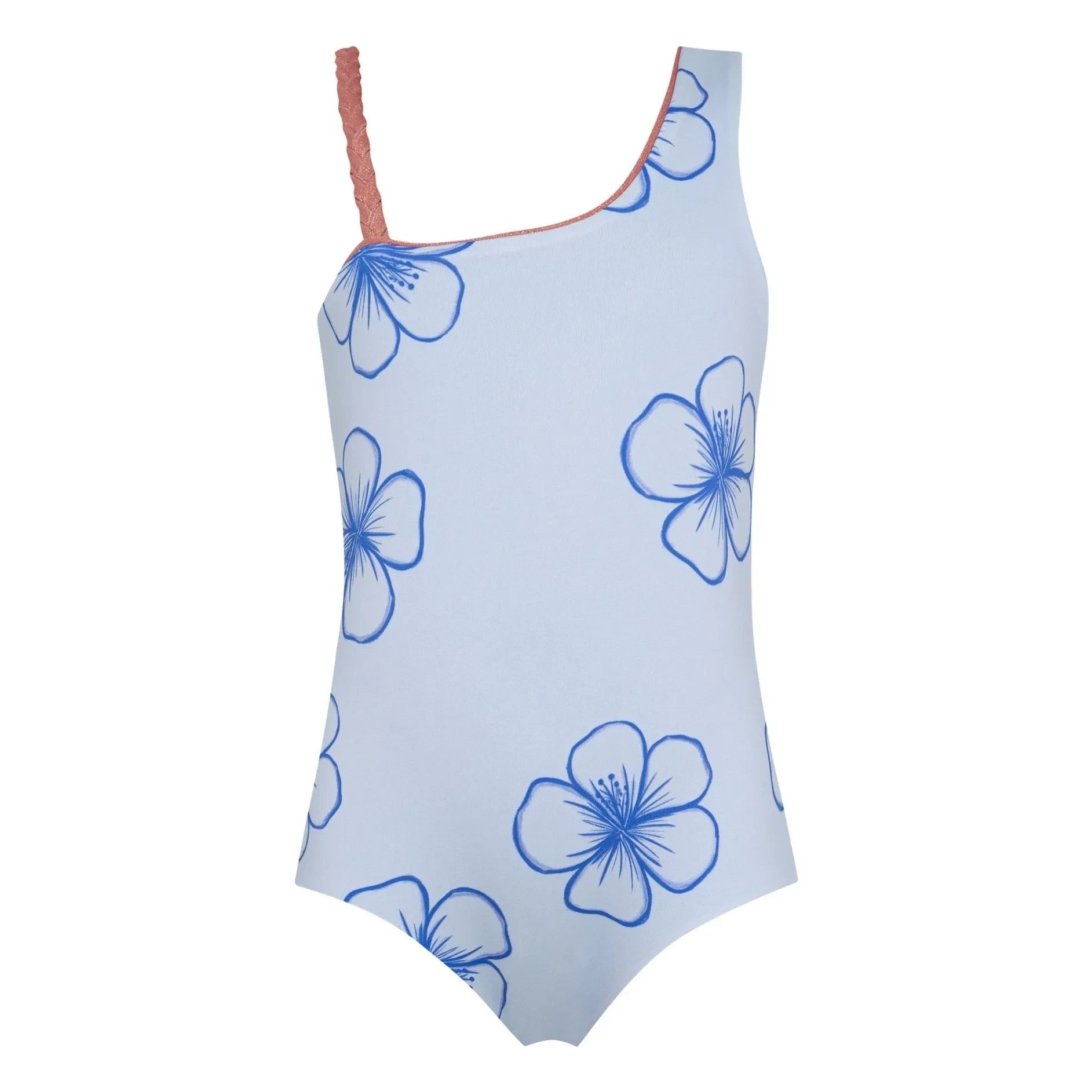 Pepita & Me - Marea Fleurs Asymmetrischer Badeanzug | Hellblau