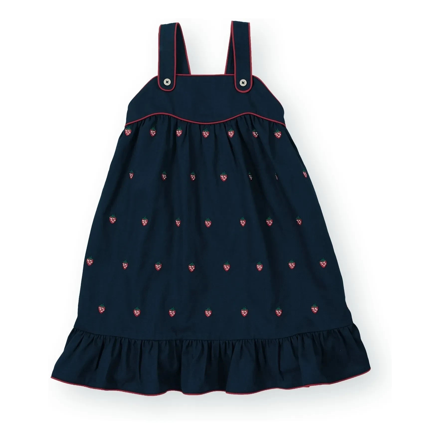 Goldie + Ace – Erdbeer Rüschenkleid | Marineblau