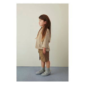 Gray Label - 3/4-Arm Gestreiftes Bio-Baumwoll-T-Shirt | Khaki-Braun
