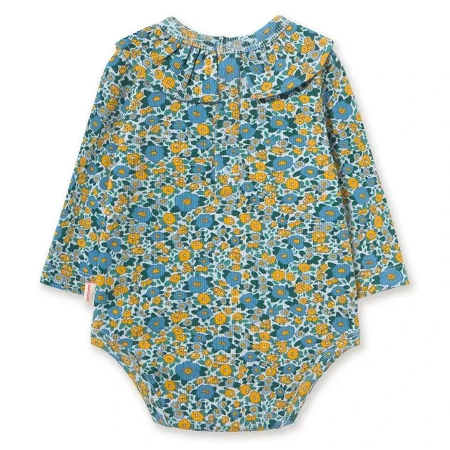 Tinycottons – Bio-Baumwoll-Body mit Rippstrick und Blumenmuster | Blau