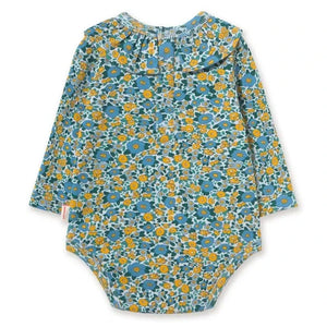 Tinycottons – Bio-Baumwoll-Body mit Rippstrick und Blumenmuster | Blau