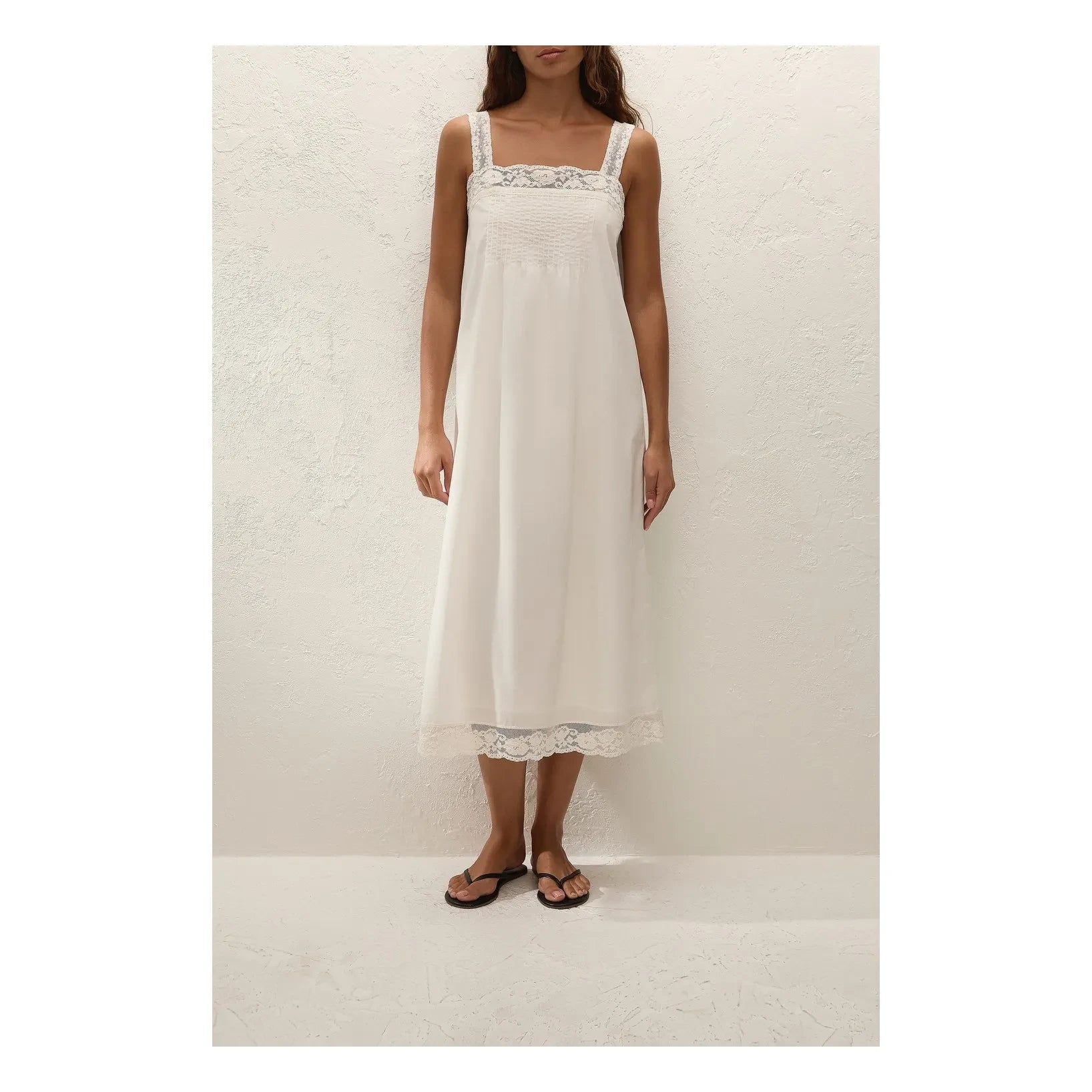 Faithfull the Brand - Cristina Midi Pamuk Elbise | Ivory