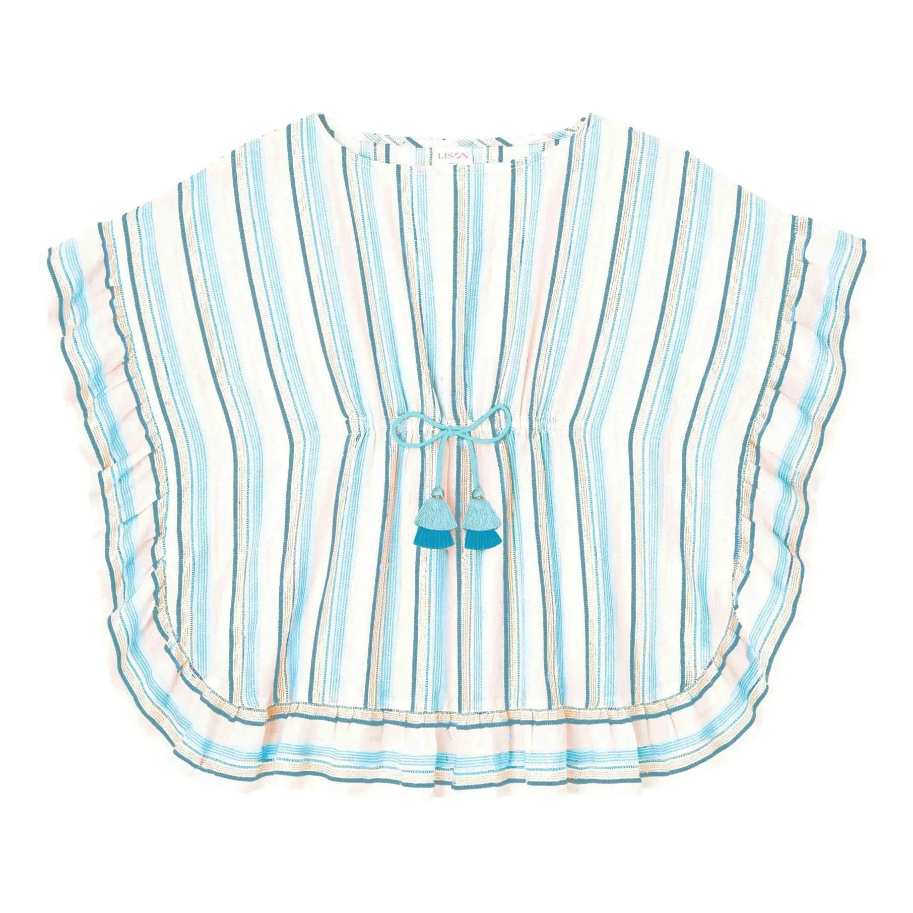Lison Paris - Gestreifter Kaftan Bahia Metallic | Blau