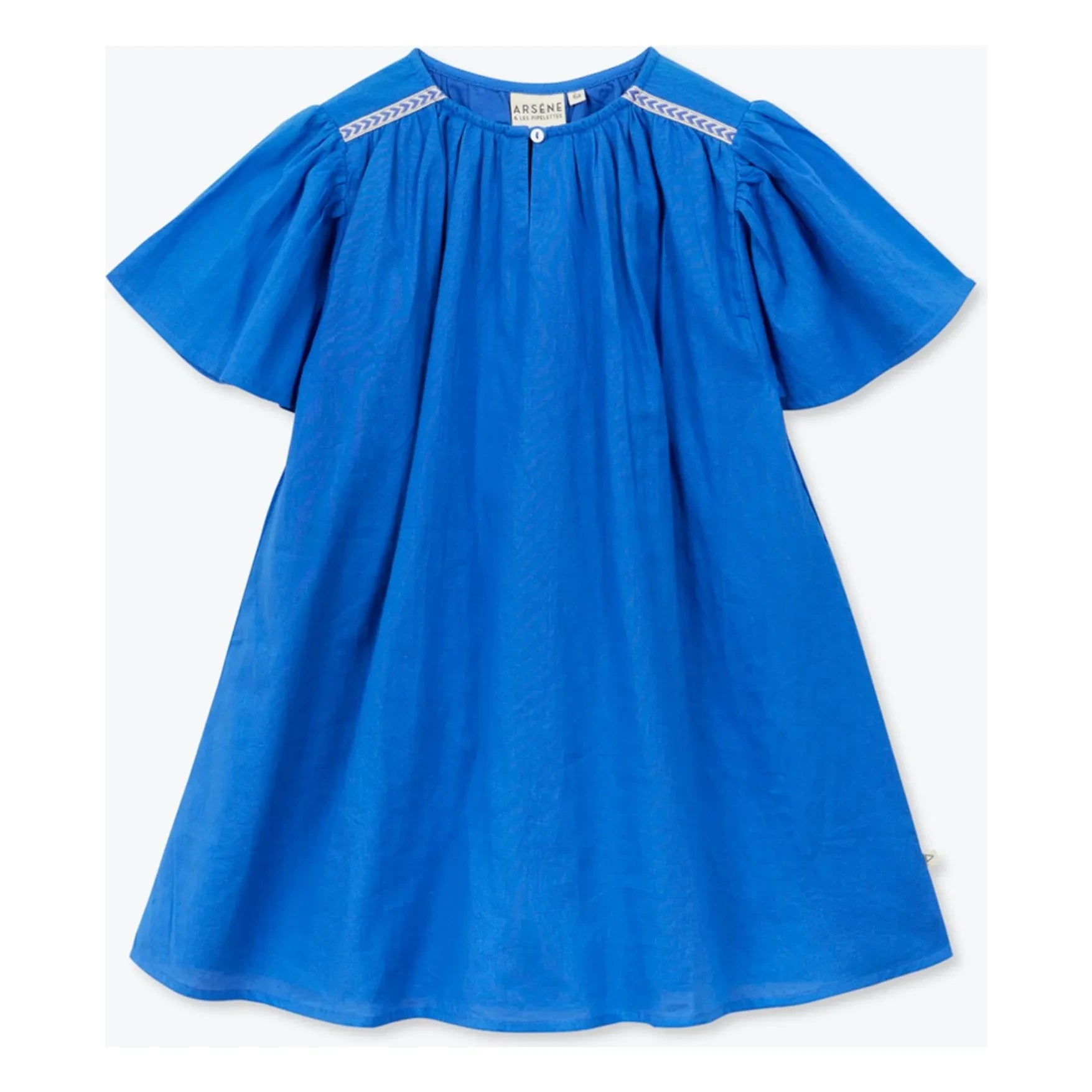 Arsène et Les Pipelettes - Rüschenkleid aus Bio-Baumwollvoile | Azurblau