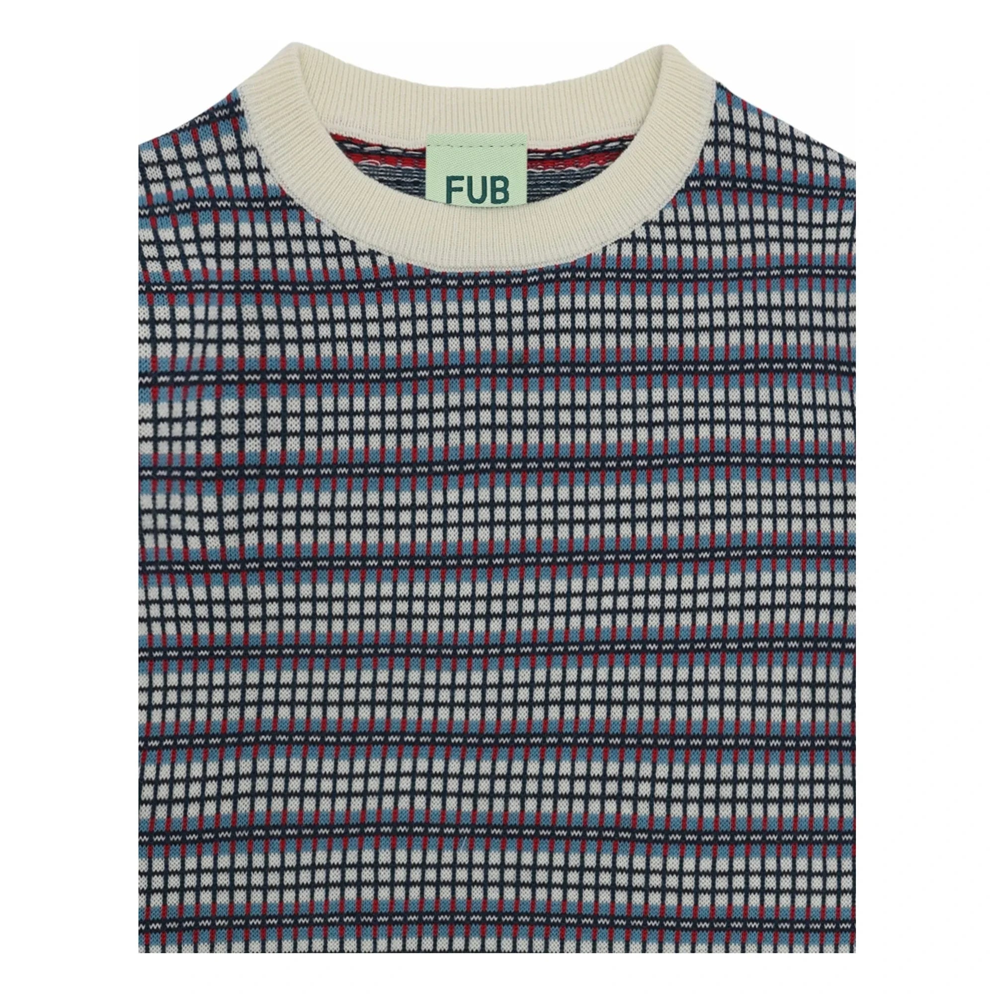 FUB - Karo Feinstrick Pullover aus Bio-Baumwolle | Ecru