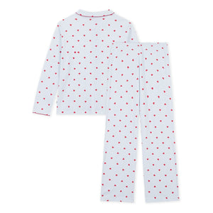 Petit Bateau - Kalp Desenli Organik Pamuk Pijama Gömleği | Mavi