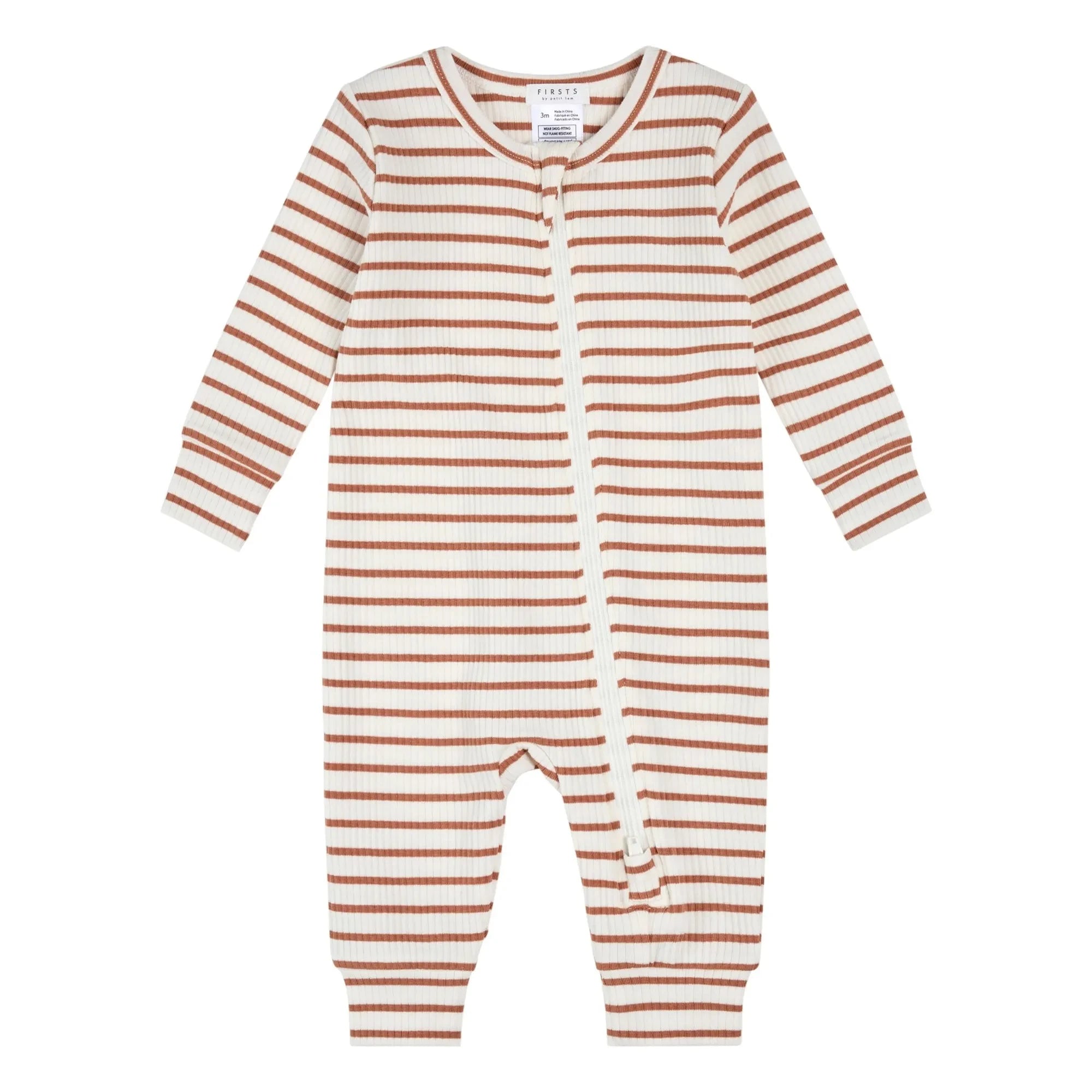 Petit Lem - Gestreifter Rippstrick-Overall aus Bio-Baumwolle und Modal | Lehm