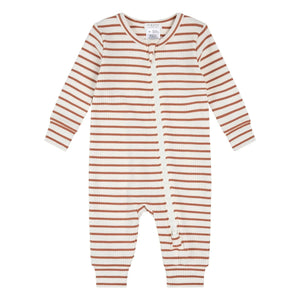 Petit Lem - Gestreifter Rippstrick-Overall aus Bio-Baumwolle und Modal | Lehm