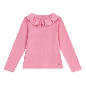 Petit Bateau - Organik pamuk fırfırlı yaka T-shirt | Pembe