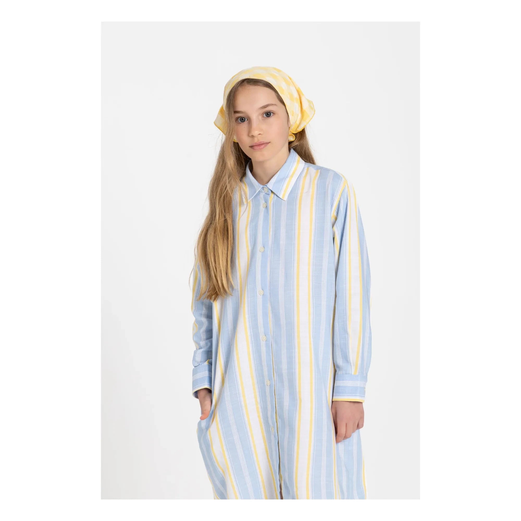 Smallable Kid - Gestreiftes Leya Hemdkleid | Hellblau