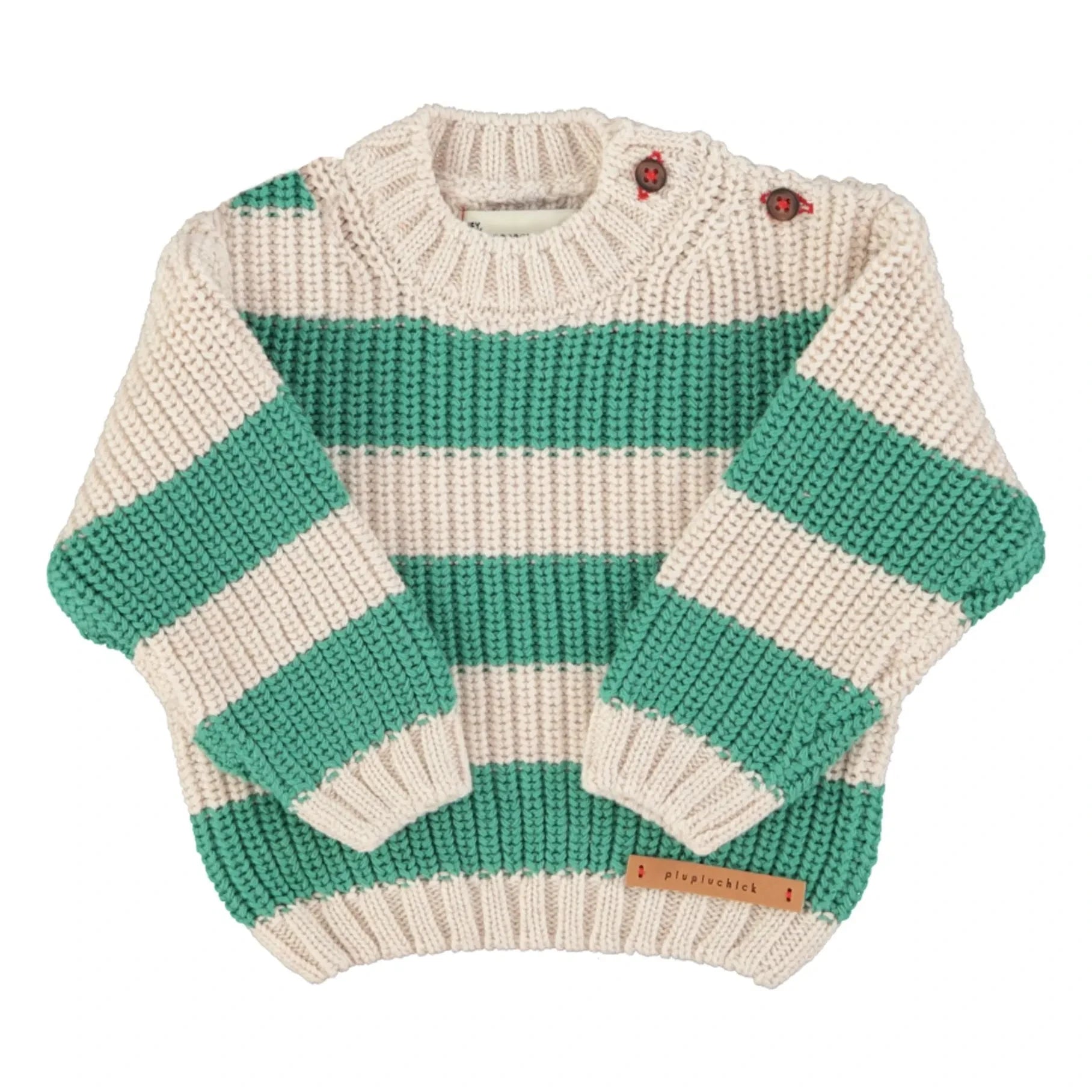 Piupiuchick - Ringelpullover aus Bio-Baumwolle | Grün