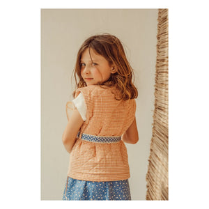THE LiTTLE POETS - Pablo Carreaux Bio-Baumwolle Ärmellose Bestickte Jacke | Apricot