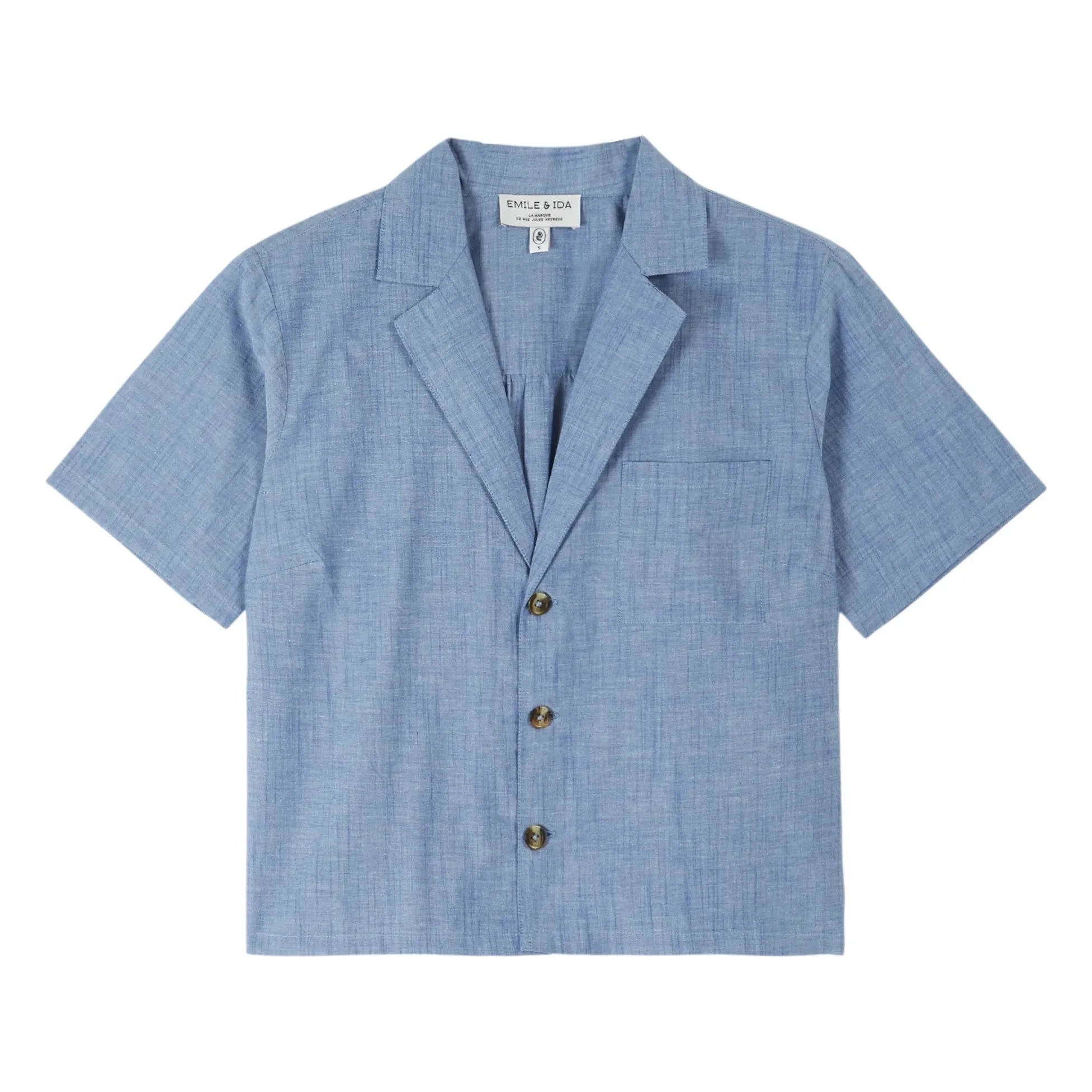 Emile et Ida – Blaue Chambray-Baumwollbluse