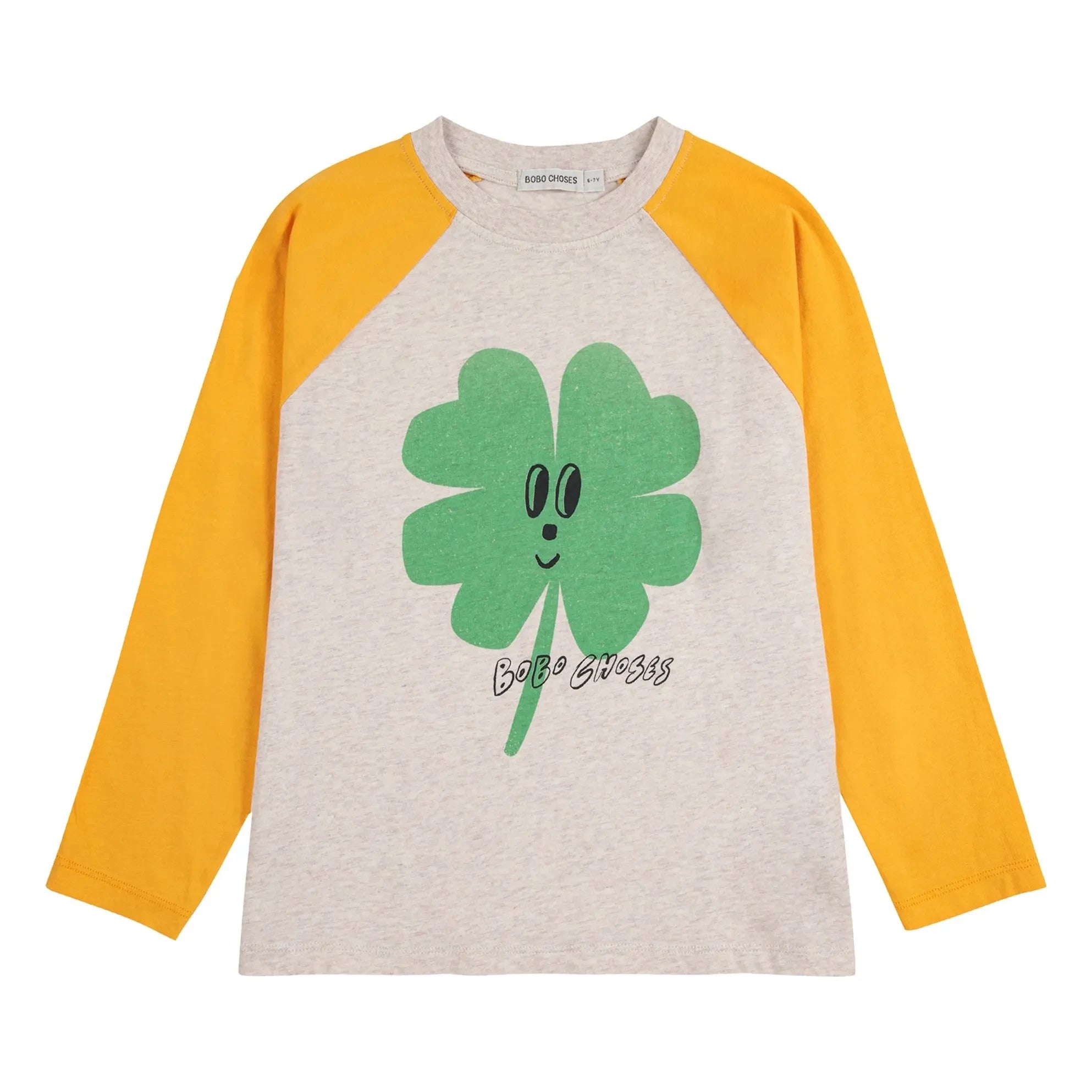 Bobo Choses - T-Shirt aus Bio-Baumwolle mit Farbblock-Kleeblattmuster | Gelb