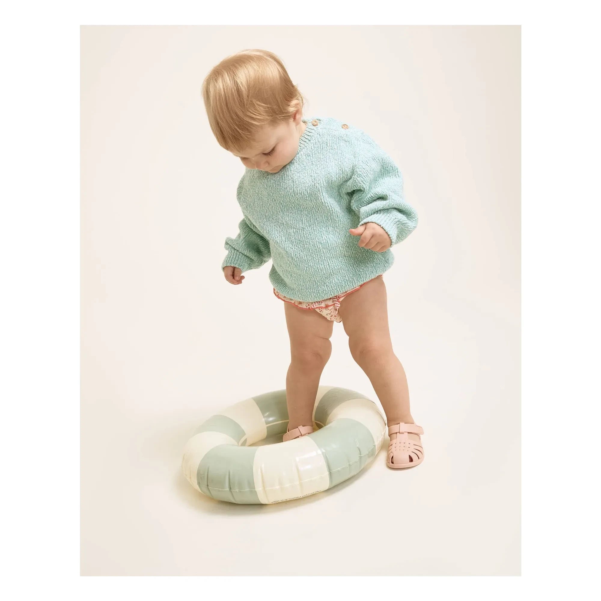 Búho - Aqua Chiné Bio-Baumwoll-Babypullover