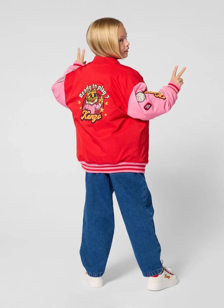 Kenzo - Bomber Rozetli İşlemeli Kenzo Flower | Kırmızı