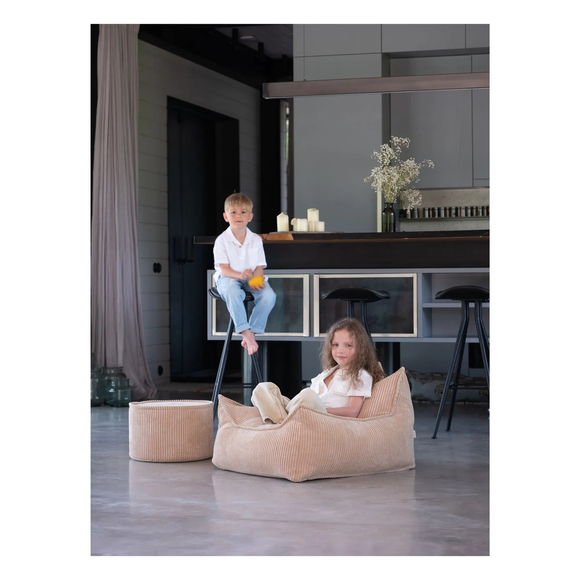 Wigiwama – Samt-Pouf | Beige
