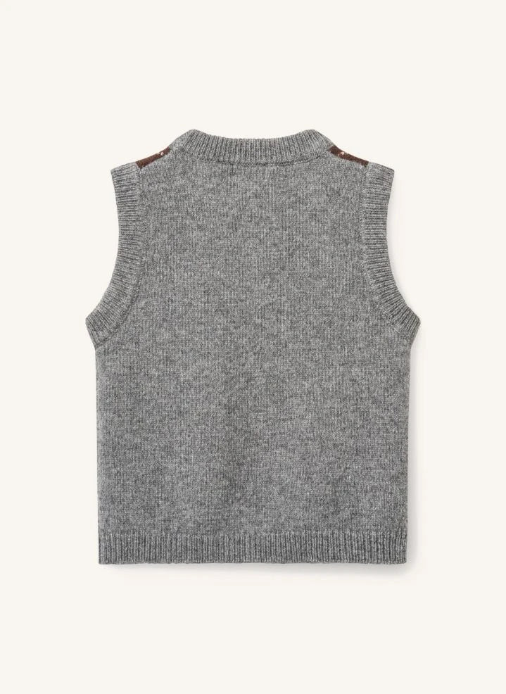 Copenhagen Colors - Gri Argyle Kolsuz Yün Kazak