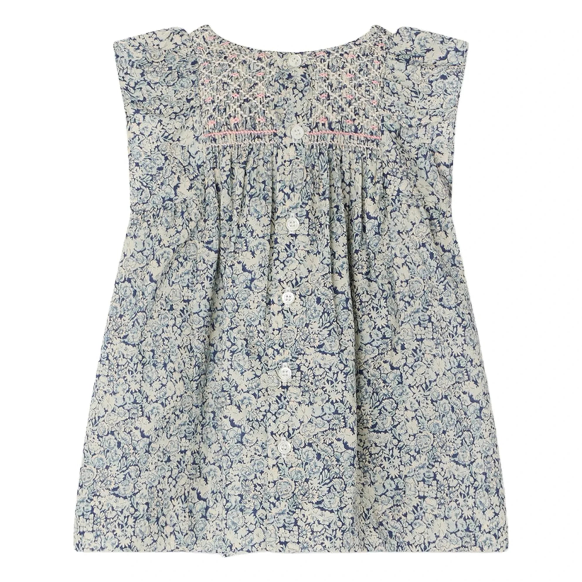 Bonpoint - Cadelili Fleurie Kleid aus Bio-Baumwolle mit Bündchen | Preußischblau
