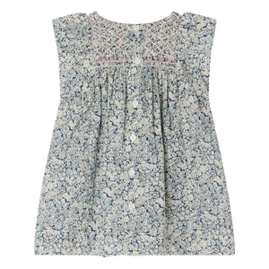 Bonpoint - Cadelili Fleurie Kleid aus Bio-Baumwolle mit Bündchen | Preußischblau