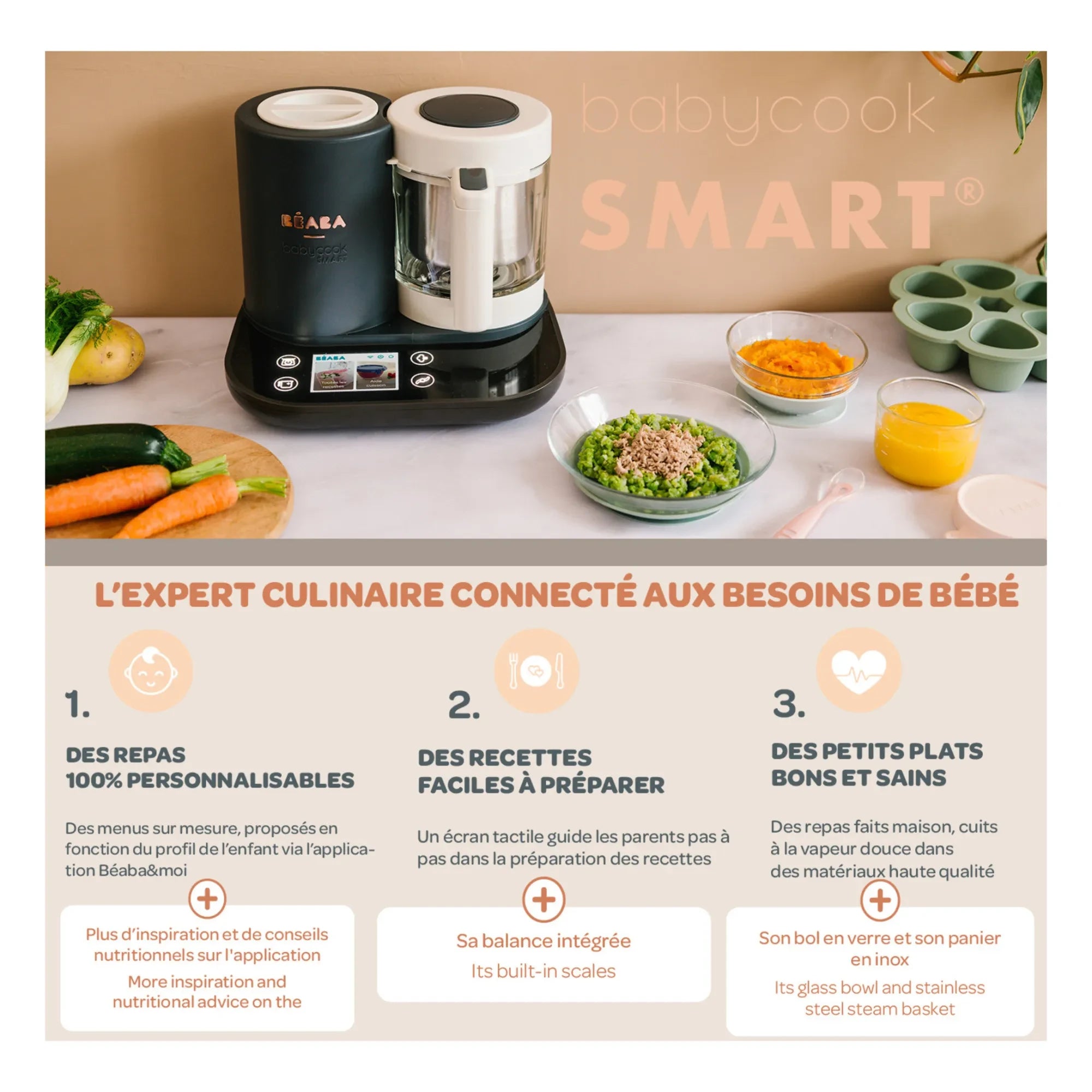 Béaba - BabyCook Smarte Küchenmaschine | Anthrazit