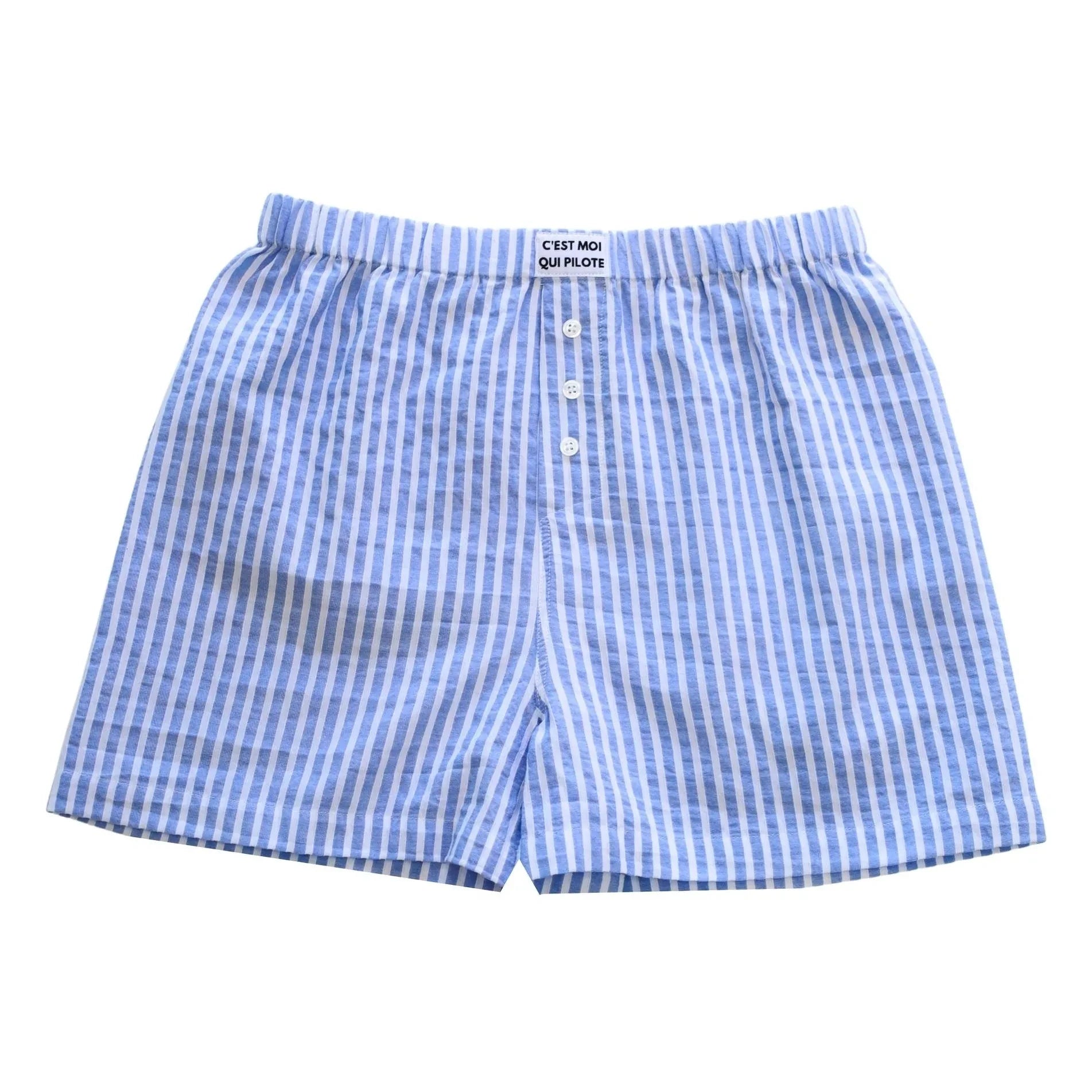 Ich bin der Fahrer - Gestreifte Shorts | Blau