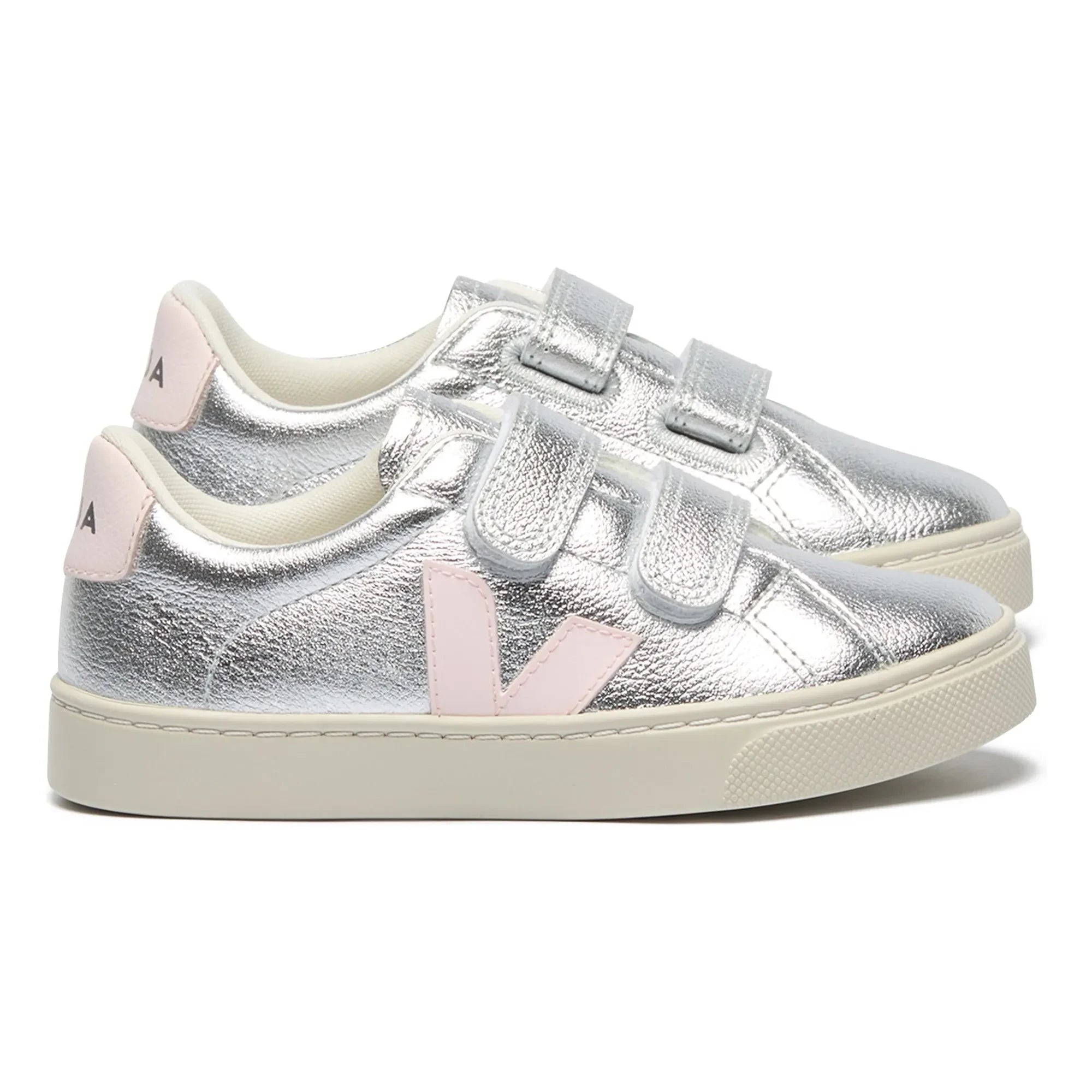 Veja - Esplar Leder-Sneaker mit Kratzer-Optik | Silber