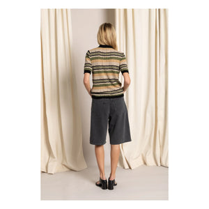 Smallable Woman - Selma gestreiftes Poloshirt | Eisbraun