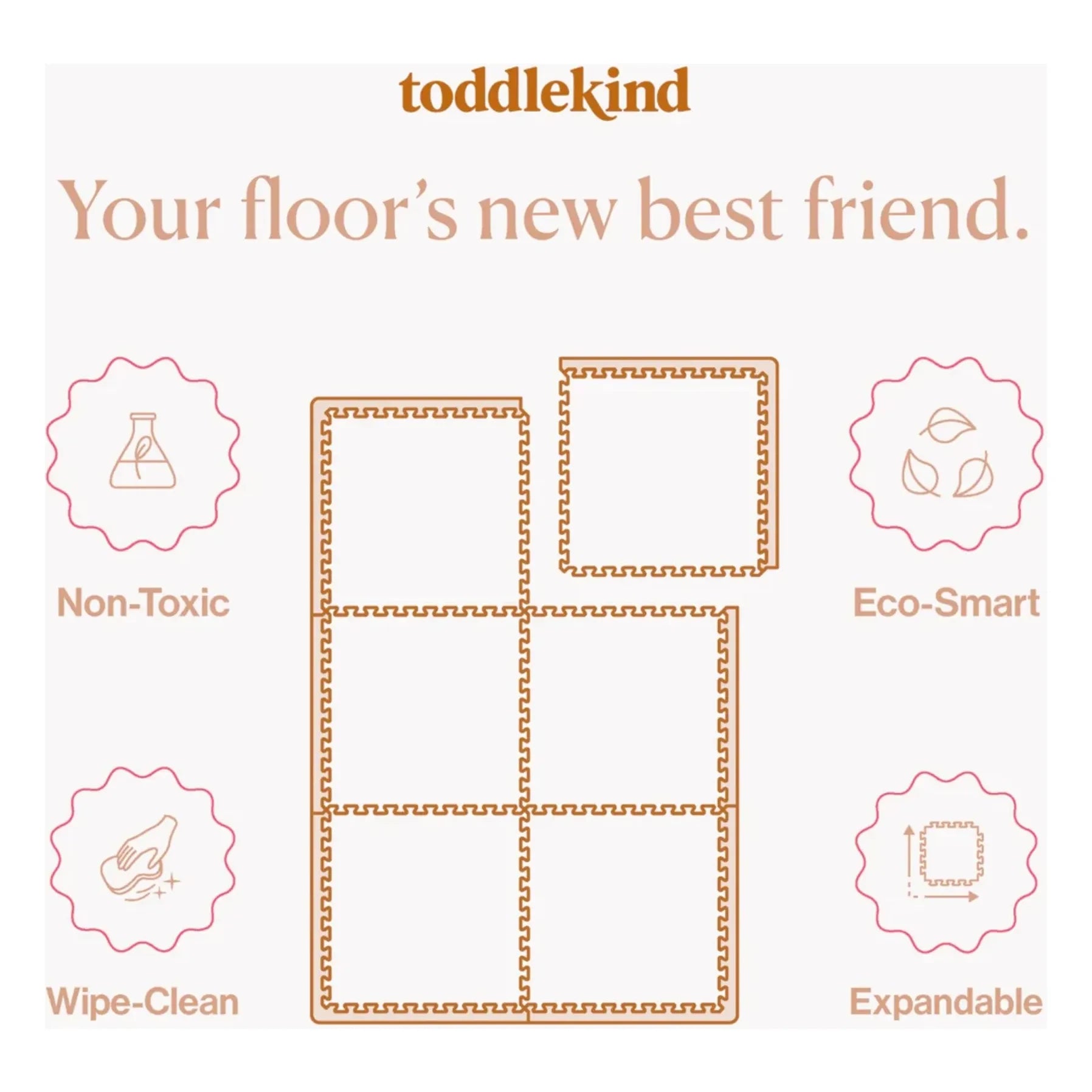 Toddlekind - Klassische modulare Spielmatte | Blush