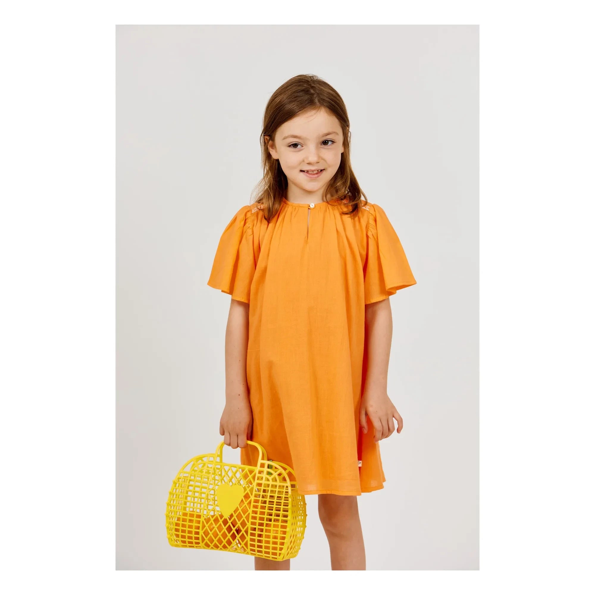 Arsène et Les Pipelettes – Volantkleid aus Bio-Baumwollvoile | Orange
