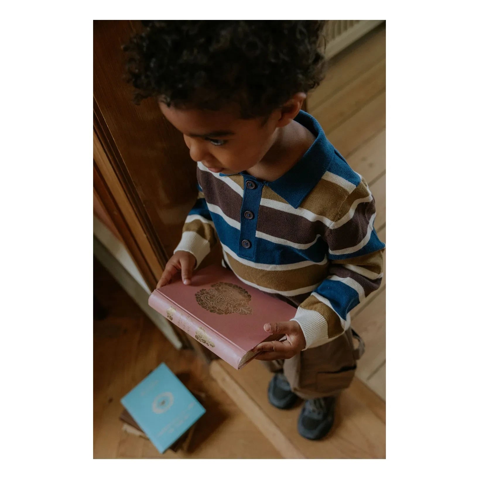 Fliink - Benny Çizgili Organik Pamuklu Polo Yaka Kazak | Ecru