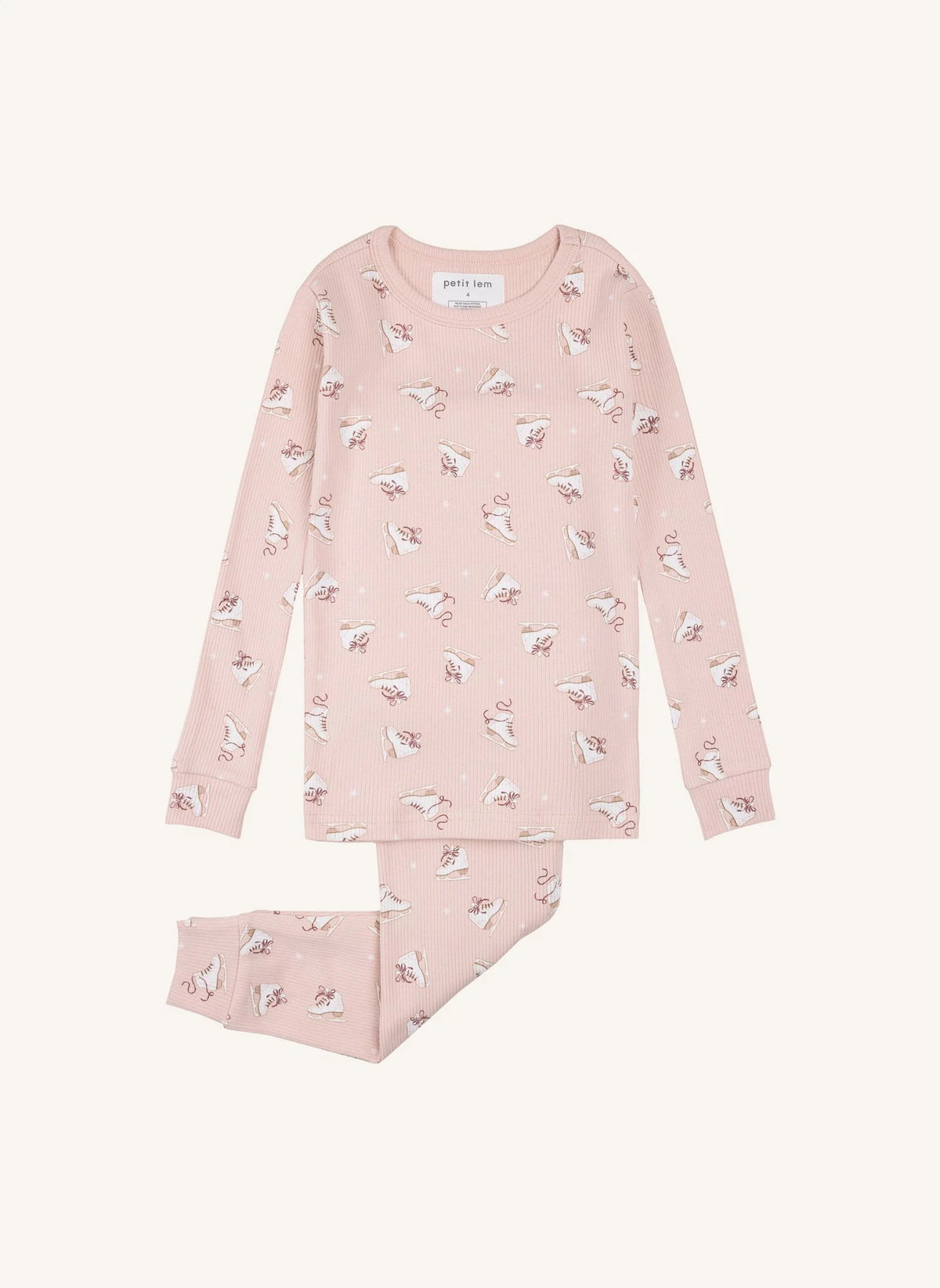 Petit Lem - Pyjama aus Bio-Rippbaumwolle mit Skateboard-Print | Hellrosa