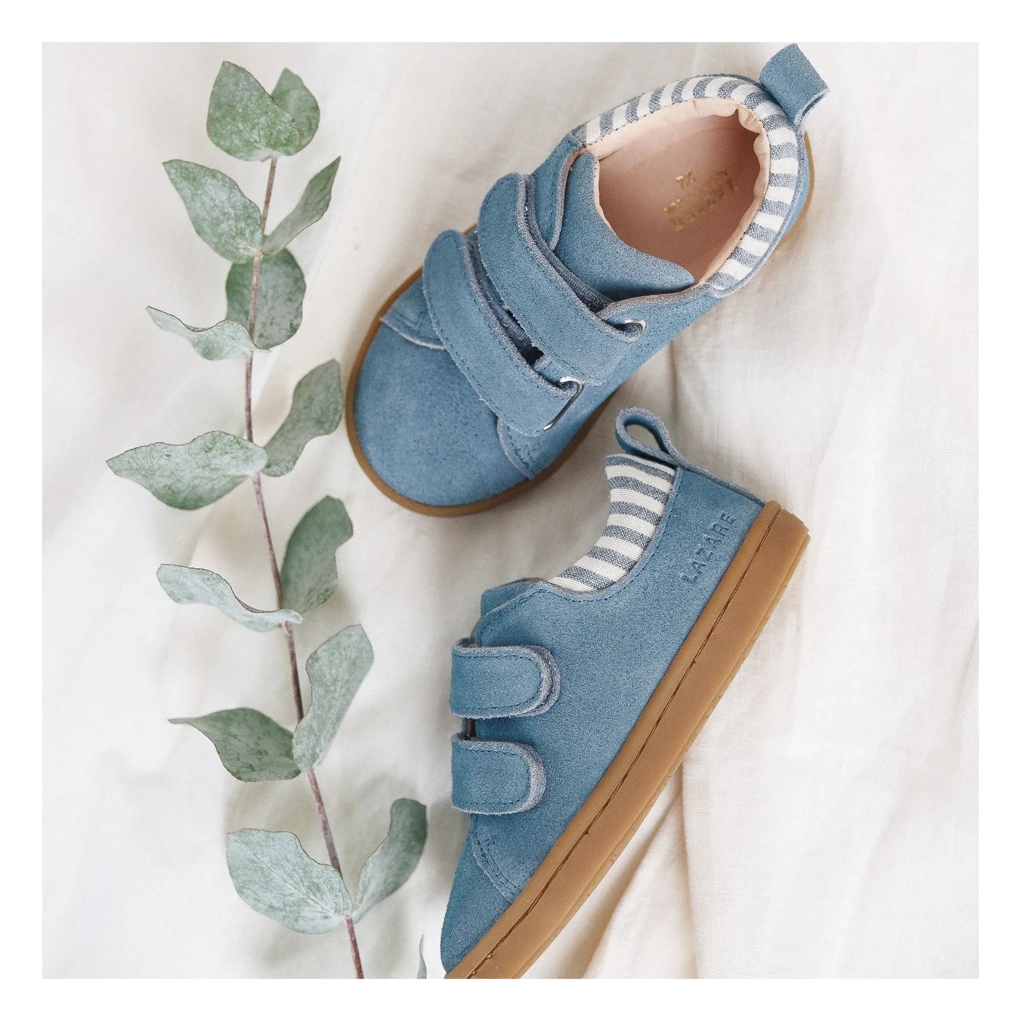 Lazare - Mahaut Gestreifter Wildleder-Sneaker | Jeansblau
