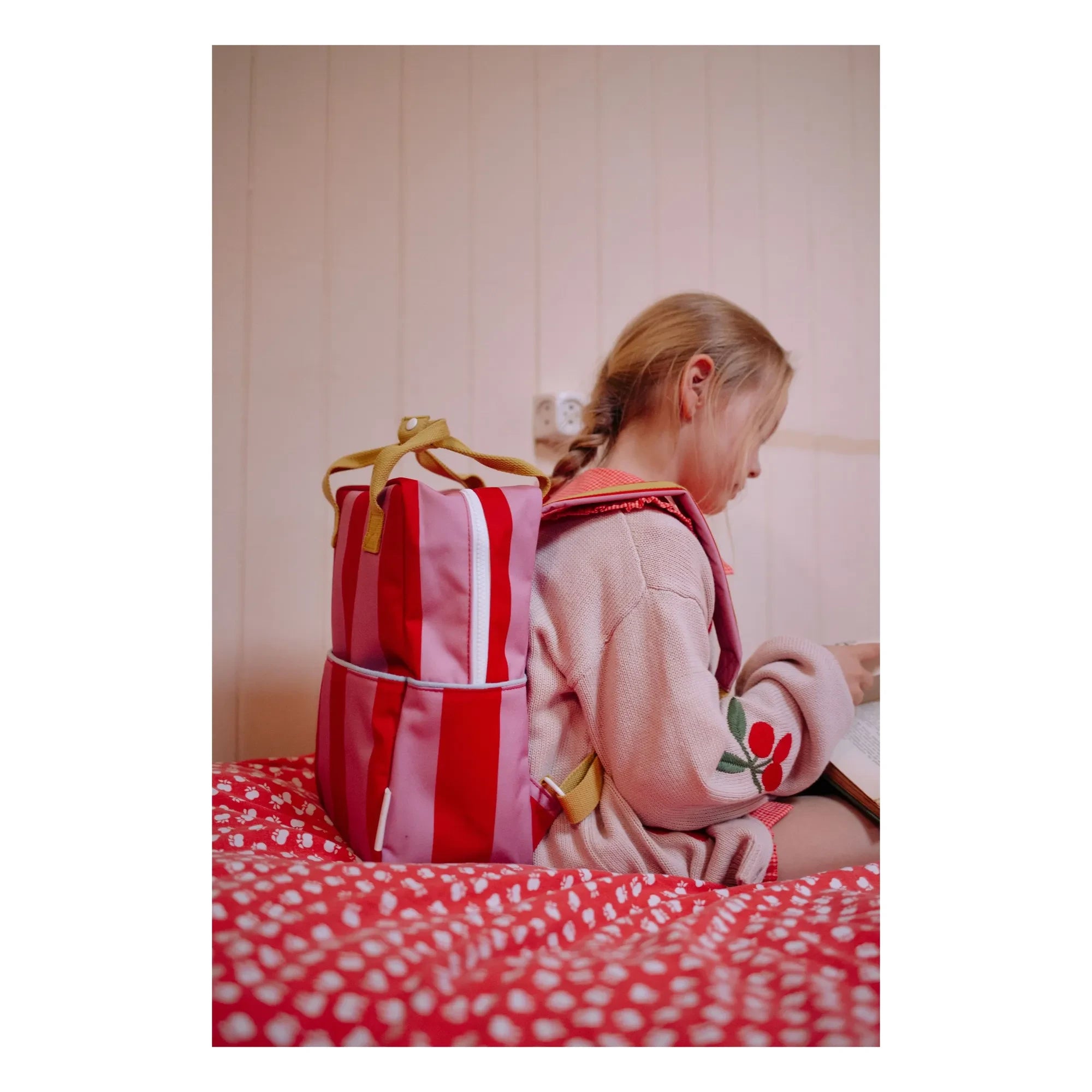 Sticky Lemon - Mittelgroßer Gestreifter Rucksack | Fuchsia
