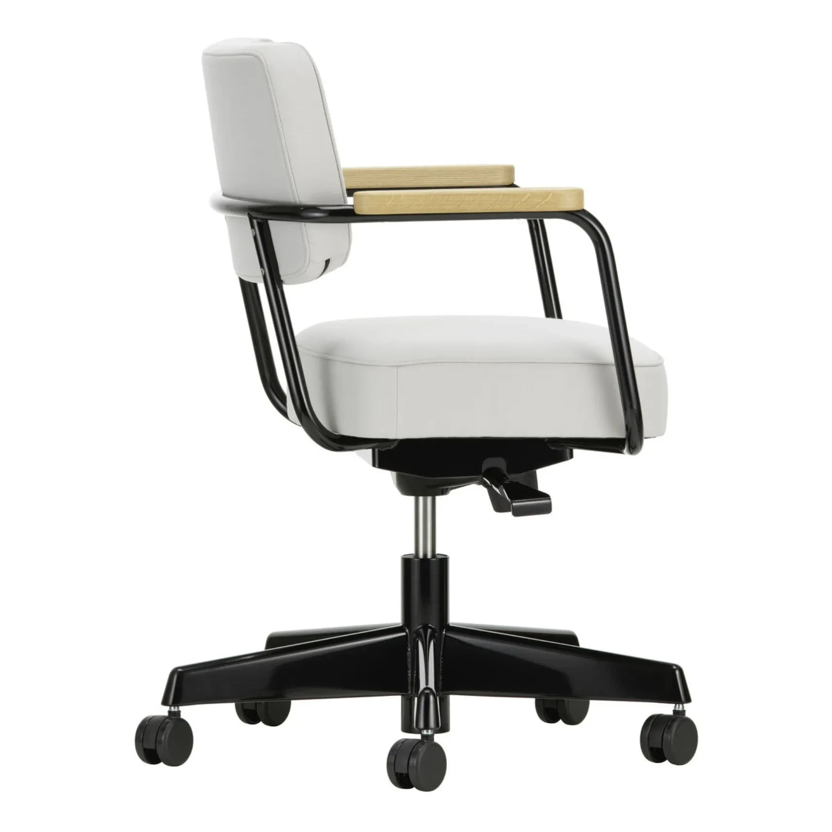 Vitra - Direction Pivotante Bürostuhl, Schwarzes Gestell - Jean Prouvé | Perlengrau