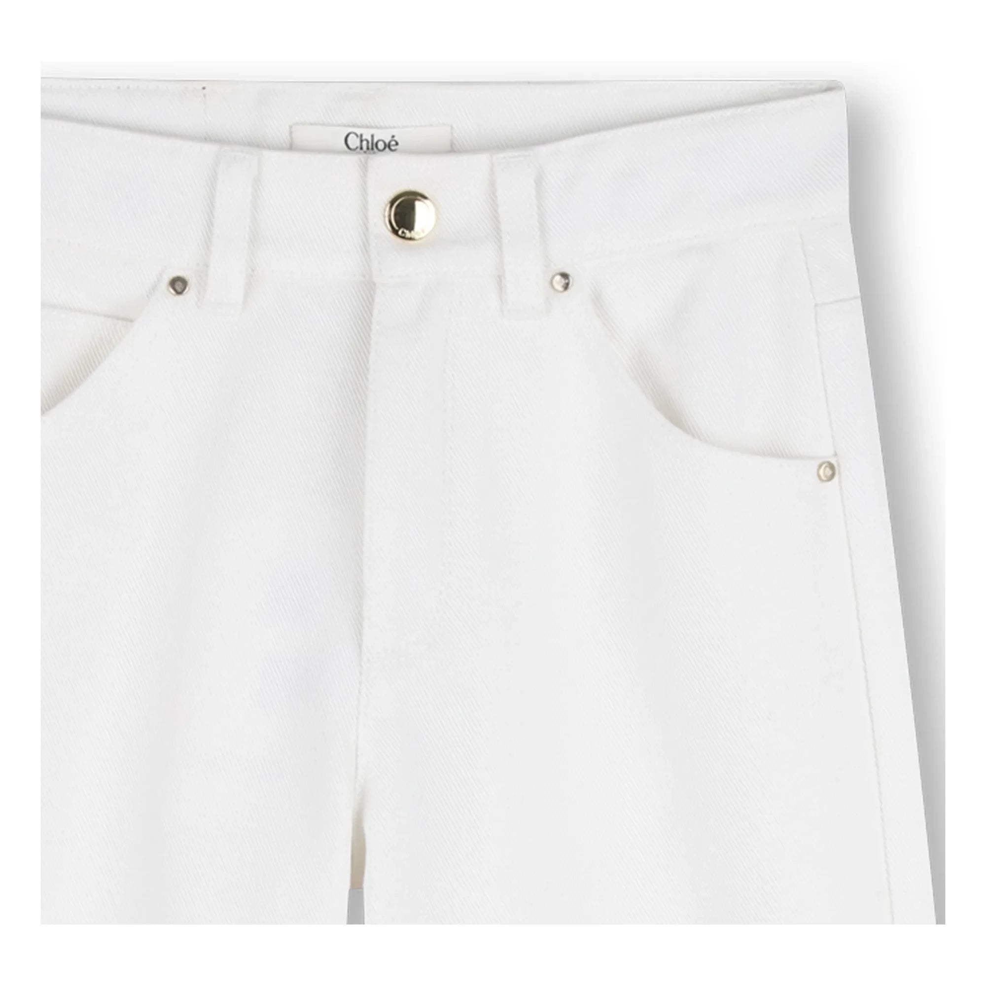 Chloé – Bestickte Hose aus Bio-Baumwolle | Weiß