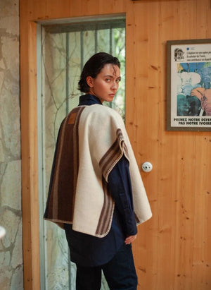 La Méricaine - Wappos Lange Woll-Poncho | Braun