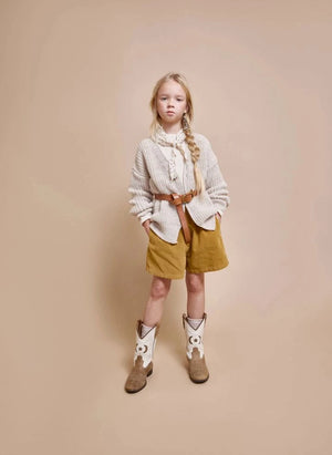 Búho - Yumuşak Kadife Organik Pamuk Şort | Hardal