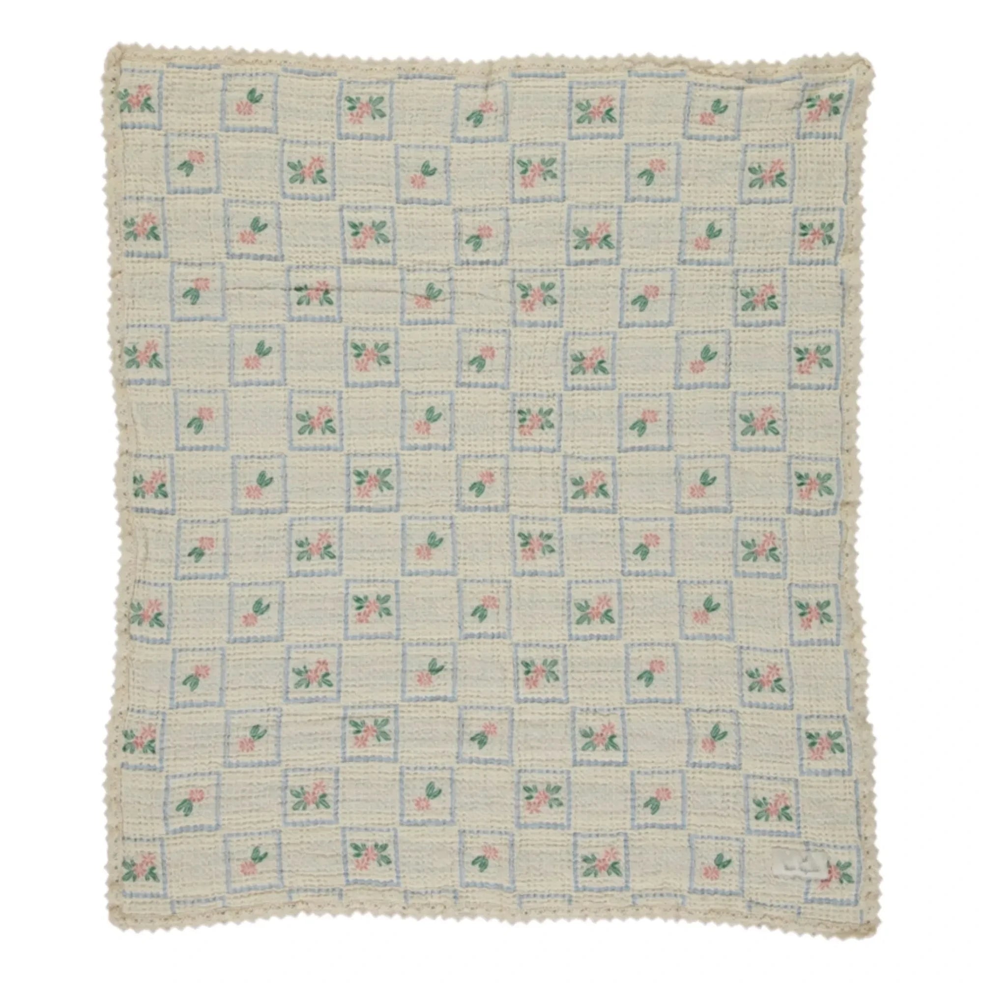 Bebe Organic - Bio-Baumwoll-Waffeldecke mit Blumenmuster | Ecru