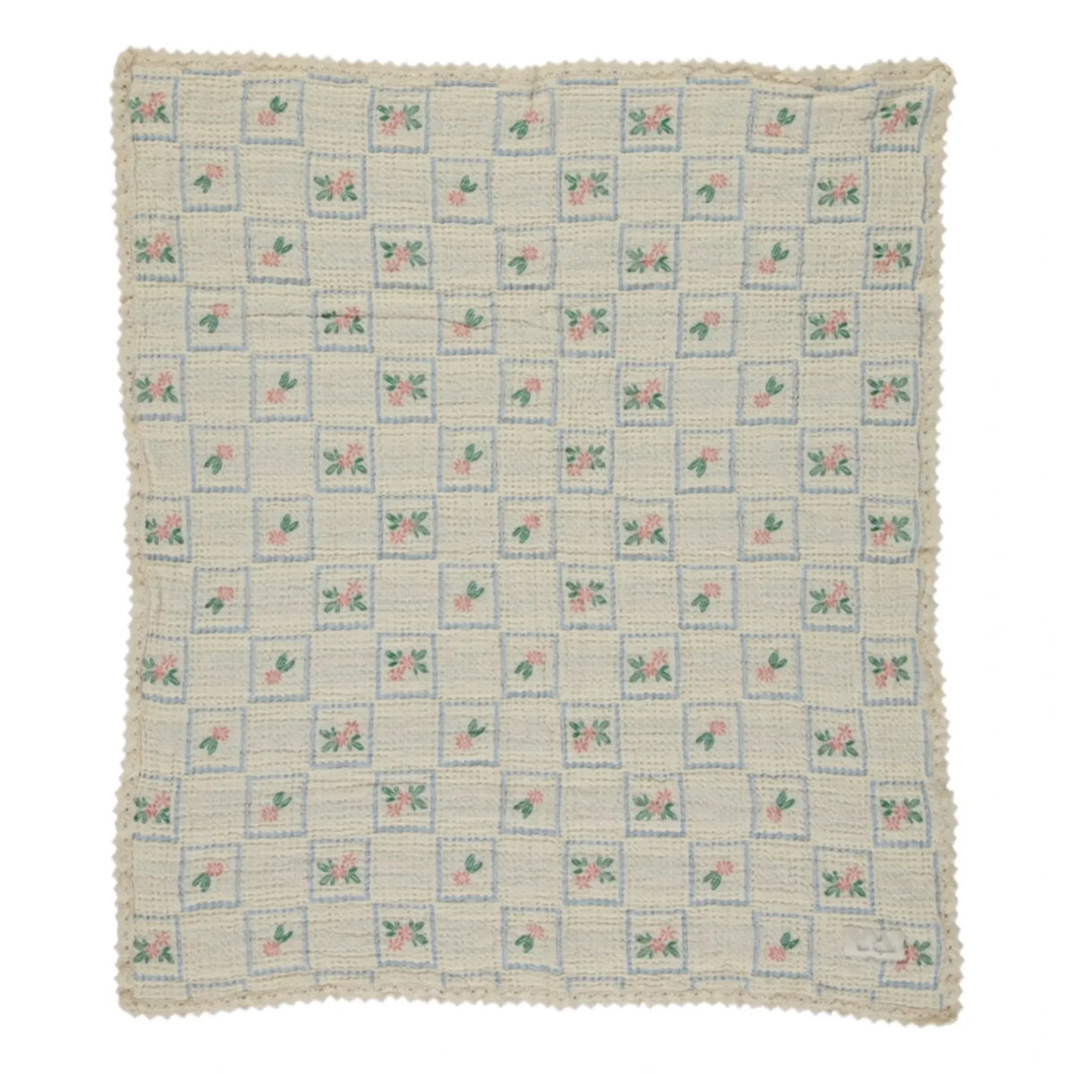 Bebe Organic - Bio-Baumwoll-Waffeldecke mit Blumenmuster | Ecru